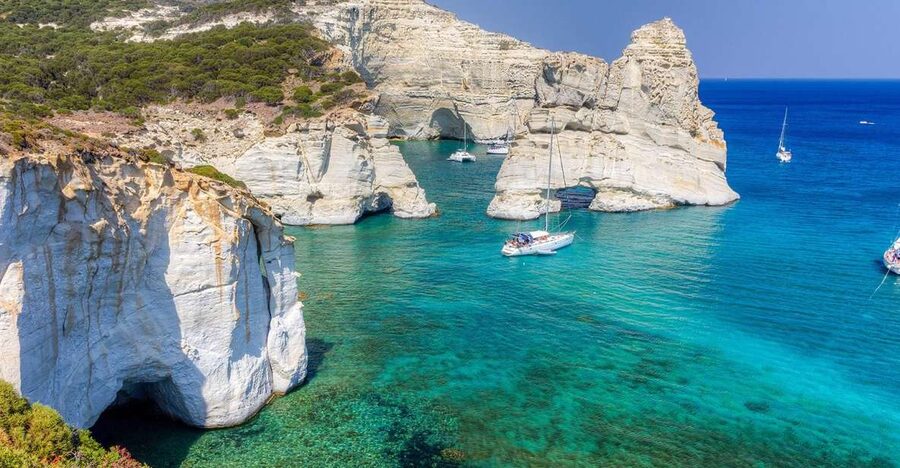 Adamas: Kleftiko Sailing Day Trip with Snorkeling and Lunch - Sailing out of Adamas toward Milos’s west coast