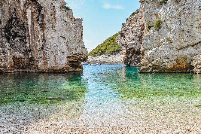 Blue & Green Cave Vis Island and Pakleni Islands Private Day Trip from Hvar - Stiniva Cove and its narrow sea entrance