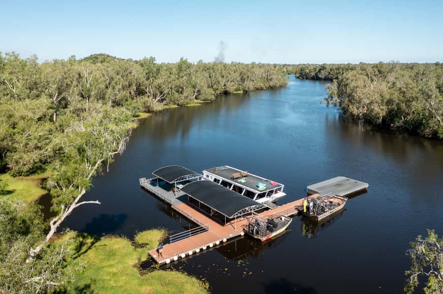 From Darwin: Top End Helicopter Ride & BBQ Cruise Day Trip - Feeding rescue crocodiles up close