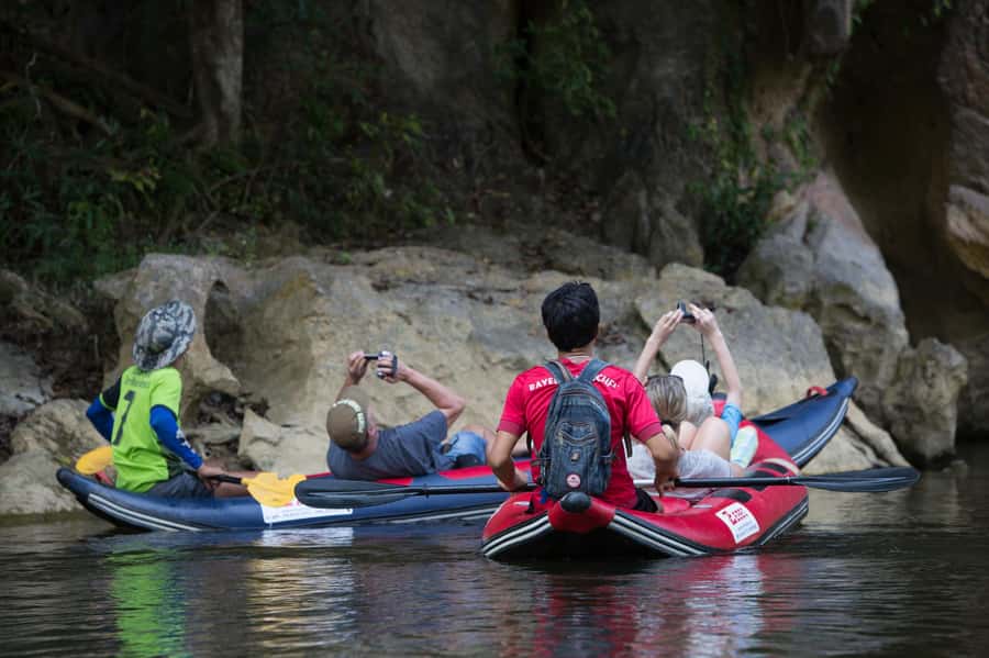 From Khao Lak: Day Trip to Khao Sok with Elephant Camp Visit - Canoeing below limestone cliffs
