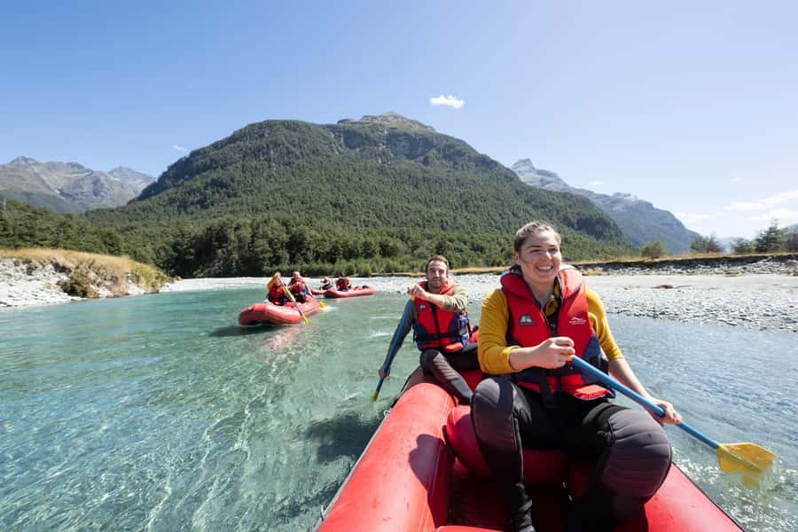 From Queenstown: Dart River Canoe & Jet Boat Day Trip - Paddling downstream in a Funyak