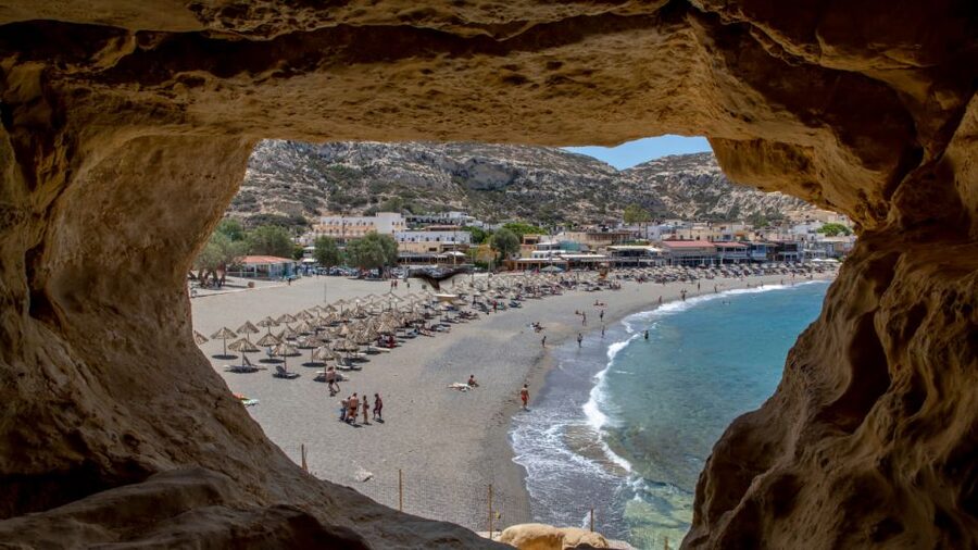 Heraklion: Matala Beach, Hippie Caves & Odigitria Monastery - Entering Matala’s hippie caves