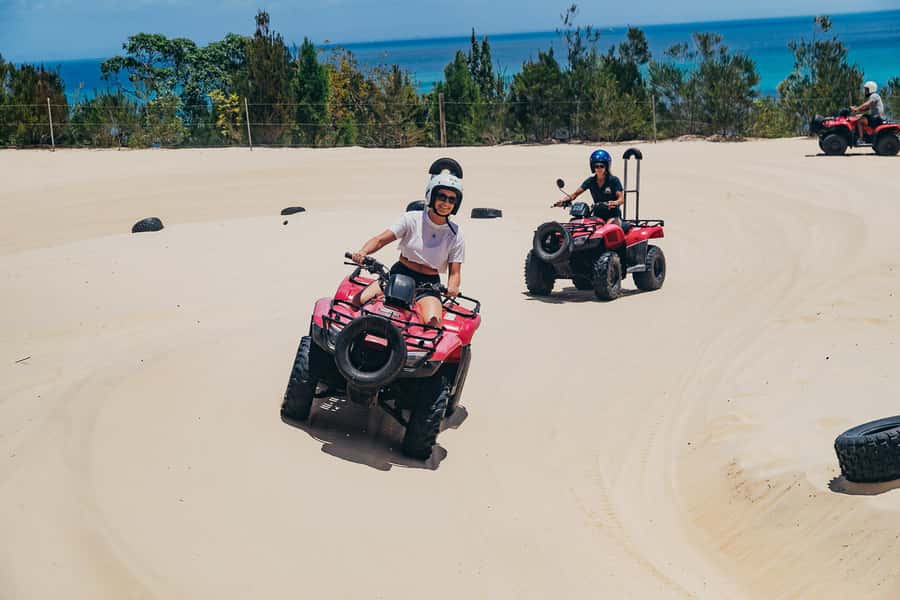Moreton Island: Tangalooma Day Trip with ATV Quad Bike Tour - From Holt Street to Moreton Island by fast boat