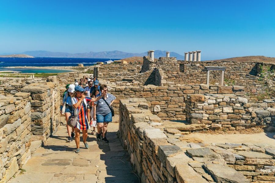 Mykonos Town: Archaeological Site of Delos Guided Day Trip - Arriving at the archaeological site