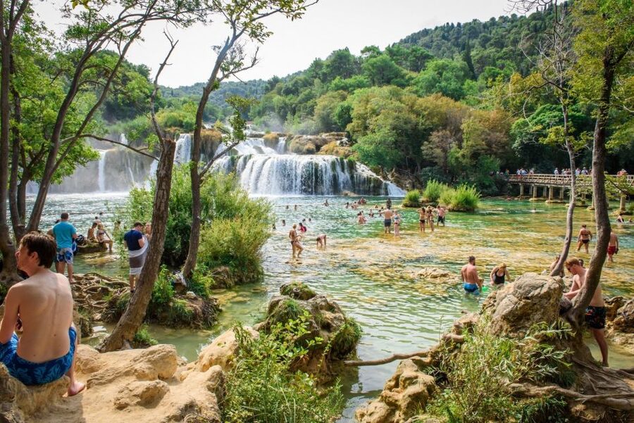 Split/Trogir: Krka National Park Day Trip with Wine Tasting - Local wine and a casual Croatian tasting